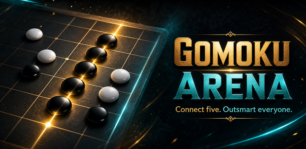Gomoku Arena board art and title graphic